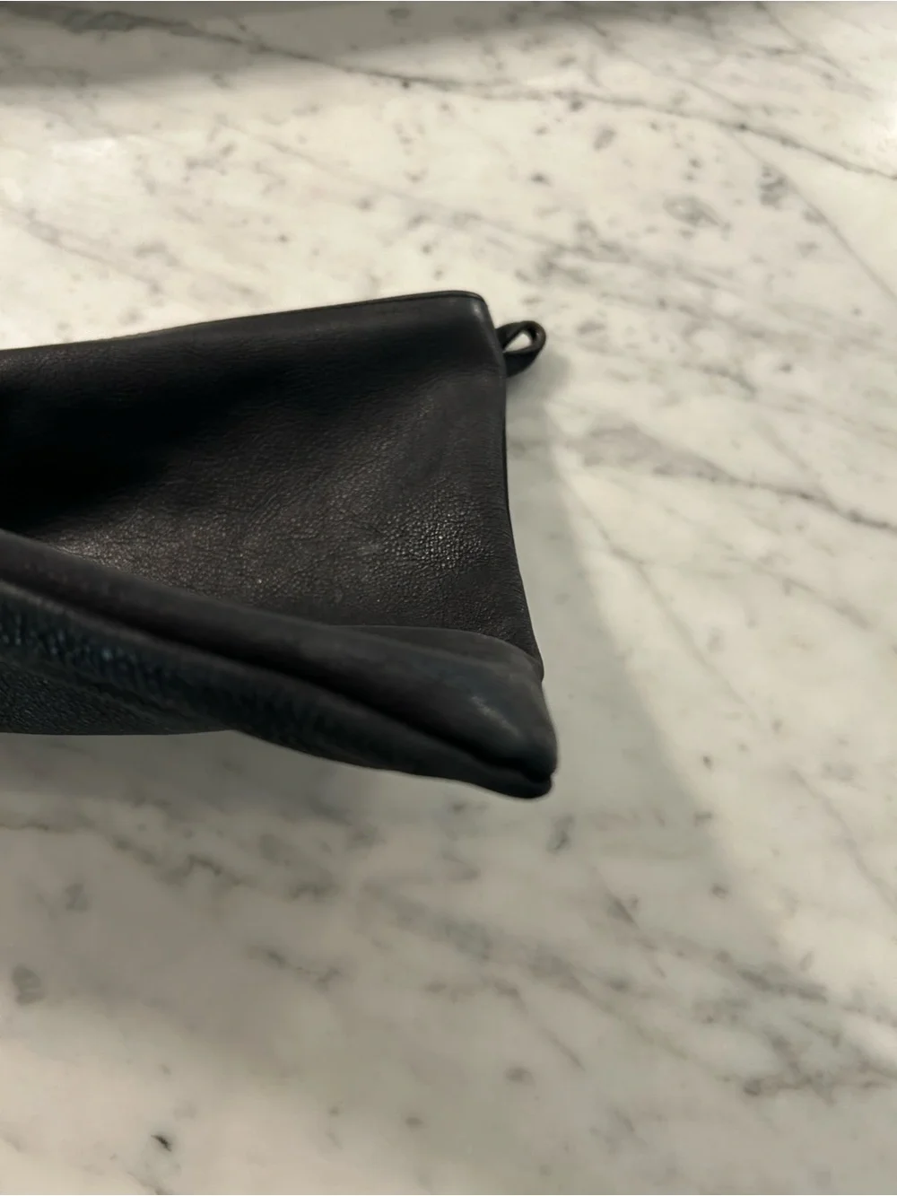 Clare V Flat Tab Nubuck Suede Leather Zipper Top Clutch in Black